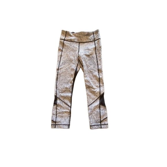 Lululemon Pace Rival Crop Power Luxtreme Spray Jacquard White Black / Black Sz 4 - Picture 7 of 11